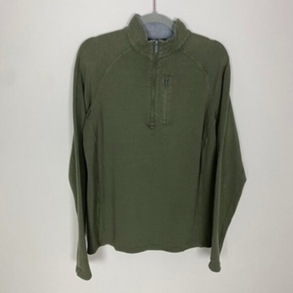 Free Fly Pullover 1/4 Zip Green Mens Small Bamboo Active Long Sleeves - Picture 1 of 6